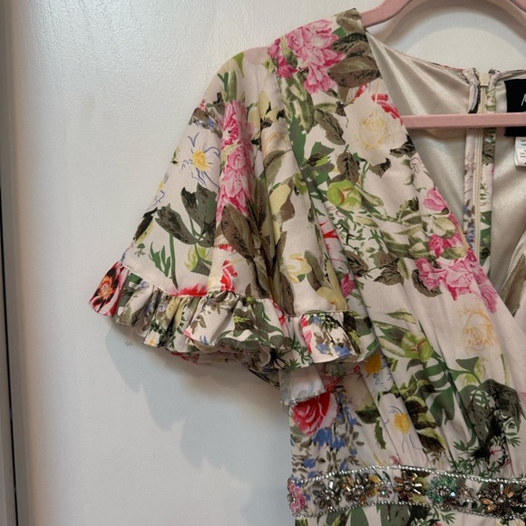 Mac Duggal Floral Chiffon Beaded Waist  Maxi Dress Gown NWT 2 - Picture 9 of 12